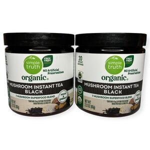 (2) Simple Truth Organic Mushroom Instant Tea Black 2.12 oz - Lions Chaga Reishi